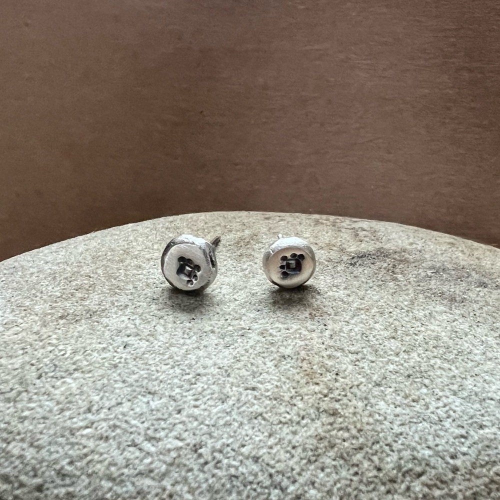 Stamped Sterling Silver Handmade Earrings - Picture 2 of 5